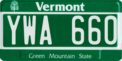 VT license plate YWA660