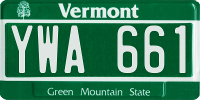 VT license plate YWA661