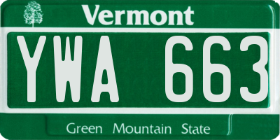 VT license plate YWA663