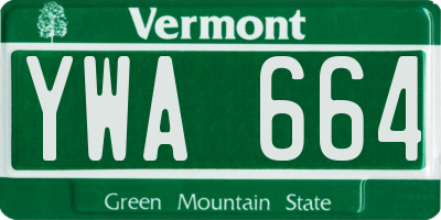 VT license plate YWA664