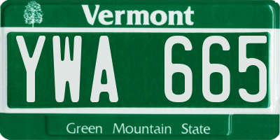 VT license plate YWA665