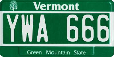 VT license plate YWA666