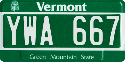 VT license plate YWA667