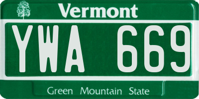 VT license plate YWA669