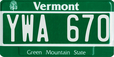VT license plate YWA670