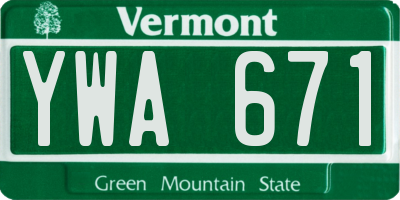VT license plate YWA671