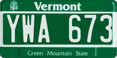 VT license plate YWA673