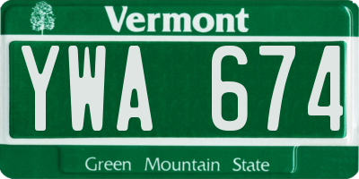 VT license plate YWA674