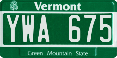 VT license plate YWA675
