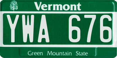 VT license plate YWA676