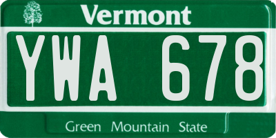 VT license plate YWA678