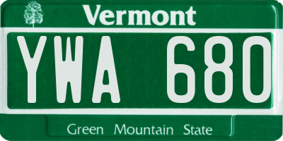 VT license plate YWA680