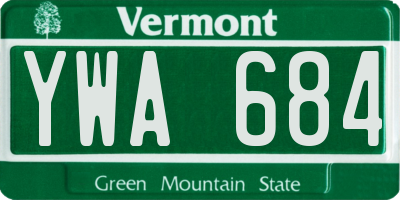 VT license plate YWA684