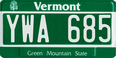VT license plate YWA685