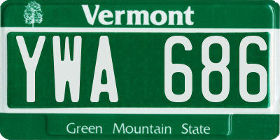 VT license plate YWA686