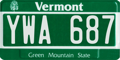 VT license plate YWA687