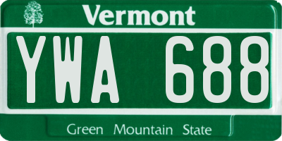 VT license plate YWA688