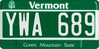 VT license plate YWA689