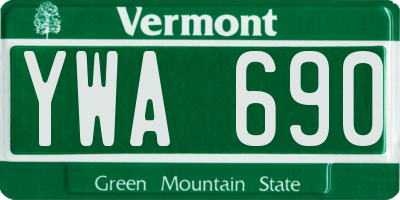 VT license plate YWA690