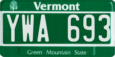 VT license plate YWA693