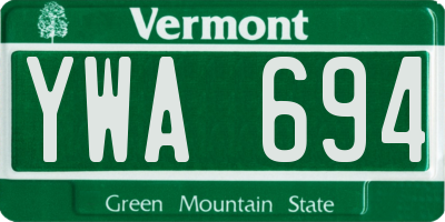 VT license plate YWA694