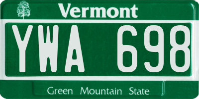 VT license plate YWA698