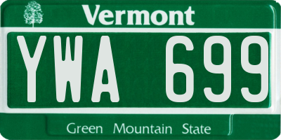 VT license plate YWA699