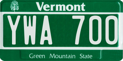 VT license plate YWA700