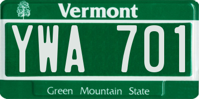 VT license plate YWA701