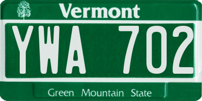 VT license plate YWA702