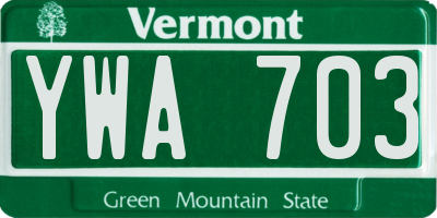 VT license plate YWA703