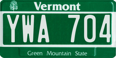 VT license plate YWA704