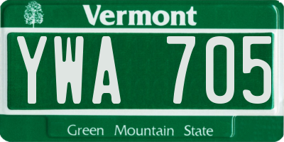 VT license plate YWA705