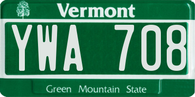 VT license plate YWA708