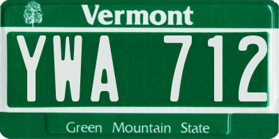 VT license plate YWA712
