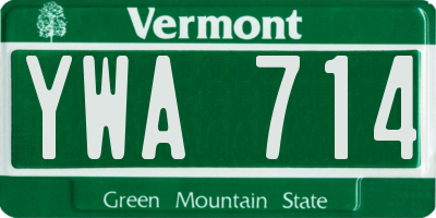 VT license plate YWA714