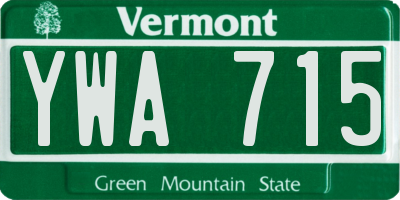 VT license plate YWA715