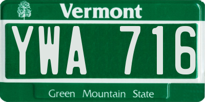 VT license plate YWA716