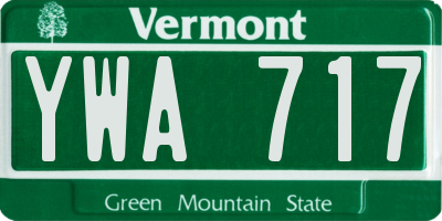 VT license plate YWA717