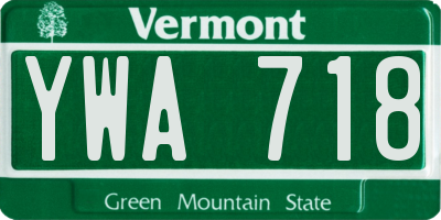 VT license plate YWA718