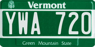 VT license plate YWA720