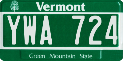 VT license plate YWA724