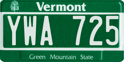 VT license plate YWA725