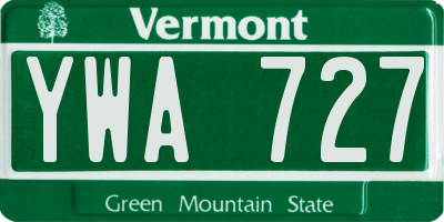VT license plate YWA727