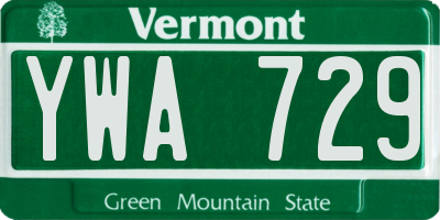 VT license plate YWA729