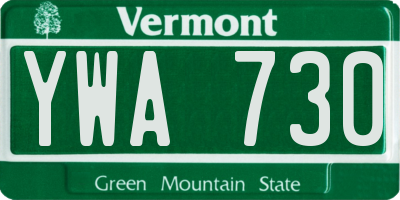 VT license plate YWA730