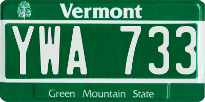VT license plate YWA733
