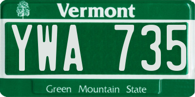 VT license plate YWA735