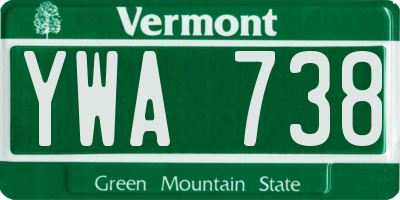 VT license plate YWA738
