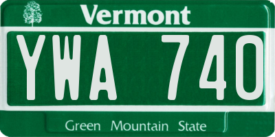 VT license plate YWA740